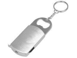 Noname Брелок-открывалка с рулеткой и фонариком "Open", серебристый