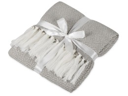 Noname Плед акриловый Tassel с белой бахромой, бежевый