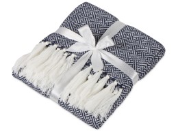 Noname Плед акриловый Tassel с белой бахромой, темно-синий