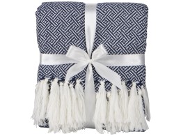 Noname Плед акриловый Tassel с белой бахромой, темно-синий