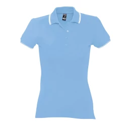 Textile Поло "Practice Women" голубой с белым_S, 100% х/б, 270г/м2