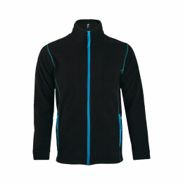 Textile Толстовка "Nova Men", черная с ярко-голубым_L, 100% полиэстер, флис, 200г/м2