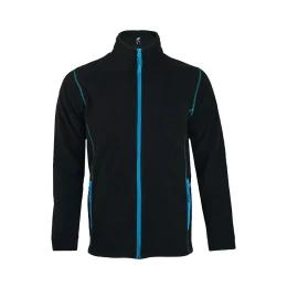 Textile Толстовка "Nova Men", черная с ярко-голубым_L, 100% полиэстер, флис, 200г/м2