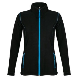 Textile Толстовка "Nova Women", черная с ярко-голубым_L, 100% полиэстер, флис, 200г/м2