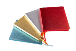 Happy gifts Ежедневник недатированный Arti, B6+, серебристый, блок в клетку, синий обрез