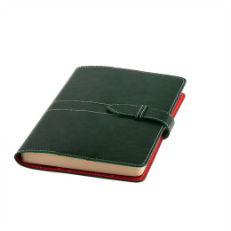 Happy gifts Ежедневник-портфолио недатированный Holder, А5, зеленый/красный, кремовый блок, без обреза