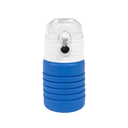 Happy gifts Бутылка для воды складная с карабином SPRING; 550/250 мл, силикон, синяя