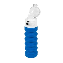 Happy gifts Бутылка для воды складная с карабином SPRING; 550/250 мл, силикон, синяя