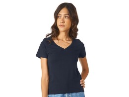 US Basic Футболка "Heavy Super Club" женская с V-образным вырезом, темно-синий