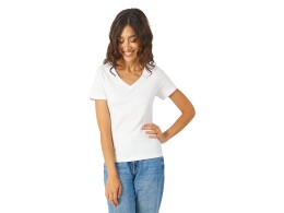 US Basic Футболка "Heavy Super Club" женская с V-образным вырезом, белый