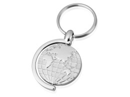 - Брелок с глобусом, вращающимся внутри кольца, серебристый