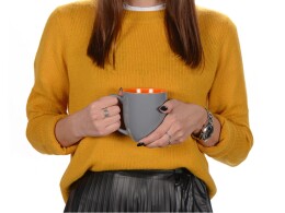 - Кружка керамическая «Gracy» 450мл, серый/оранжевый