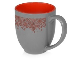 - Кружка керамическая «Gracy» 450мл, серый/красный