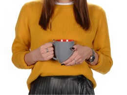 - Кружка керамическая «Gracy» 450мл, серый/красный