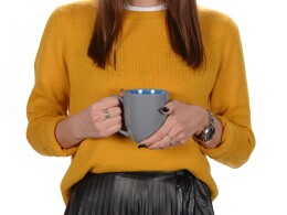 - Кружка керамическая «Gracy» 450мл, серый/голубой