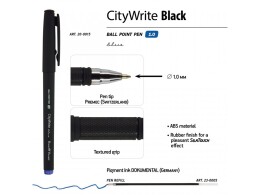 Bruno Visconti Ручка "CityWrite.BLACK" шариковая, черный пластиковый корпус, 1.0 мм, синяя