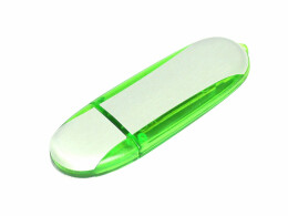 - Флешка 3.0 промо овальной формы, 32 Гб, серебристый/зеленый