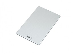 - USB-флешка на 32 Гб в виде металлической карты, с раскладным чипом, серебро