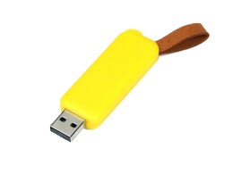 - USB-флешка промо на 4 Гб прямоугольной формы, выдвижной механизм, желтый