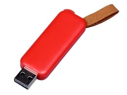 - USB-флешка промо на 32 Гб прямоугольной формы, выдвижной механизм, красный