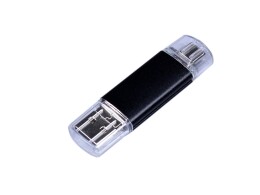 - USB-флешка на 32 Гб c двумя дополнительными разъемами MicroUSB и TypeC, черный
