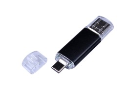 - USB-флешка на 32 Гб c двумя дополнительными разъемами MicroUSB и TypeC, черный