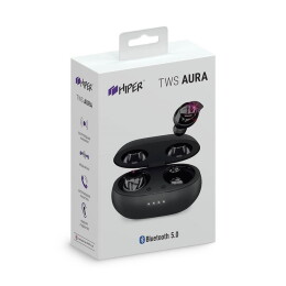 Rusgifts Наушники беспроводные с зарядным боксом HIPER TWS AURA, цвет черный 