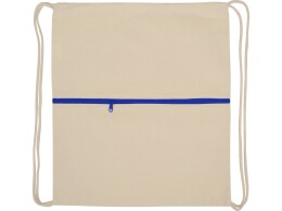 - Рюкзак-мешок хлопковый Lark с цветной молнией, натуральный/синий