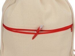 - Рюкзак-мешок хлопковый Lark с цветной молнией, натуральный/красный