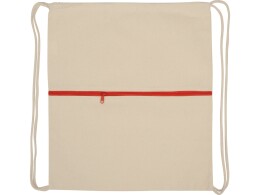 - Рюкзак-мешок хлопковый Lark с цветной молнией, натуральный/красный