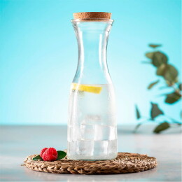 Happy gifts Бутылка LONPEL, 1л, 27,2х9,3см, стекло, пробковое дерево