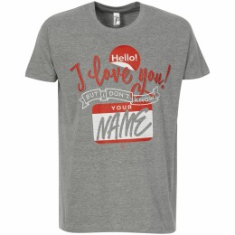 Author's Футболка Hello! I Love You!, серый меланж
