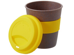 - Стакан с силиконовой крышкой "Cafe", желтый