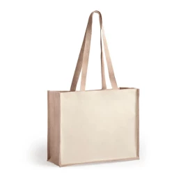Happy gifts Сумка для покупок "Rotin", бежевый, 39x31,5x16 см, 70% джут, 30% хлопок