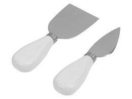 Eat & Bite Набор для сыра Cheese Break: 2 ножа керамических на деревянной подставке, керамическая доска