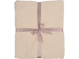 - Плед флисовый Natty из переработанного пластика, бежевый с розовой лентой