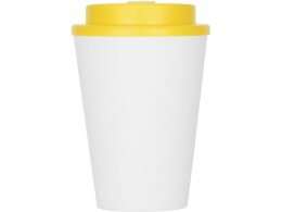 - Пластиковый стакан Take away с двойными стенками и крышкой с силиконовым клапаном, 350 мл, белый/желтый