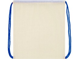 - Рюкзак со шнурком Oregon, имеет цветные веревки, изготовлен из хлопка 100 г/м2, бежевый/синий