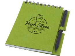 - Блокнот Luciano Eco на пружине, с карандашом, маленький, зеленый