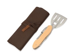 Tour de Grass BBQ мультитул Blade 5в1 с деревянными ручками, в чехле