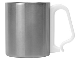 - Стальная кружка Climber с пластиковой ручкой, серебристый/белый