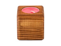 OKTAUR Свеча в декоративном подсвечнике, мокко, вишня