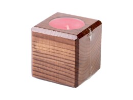 OKTAUR Свеча в декоративном подсвечнике, мокко, вишня