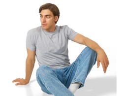 US Basic Футболка HD Fit короткий рукав с эластаном, мужская, серый меланж