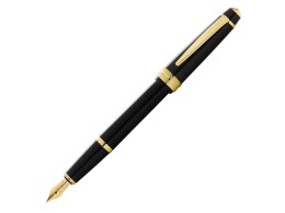 Cross Ручка перьевая Bailey Ligh Polished Black Resin and Gold Tone, перо F