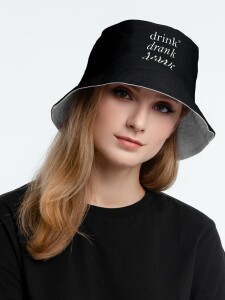 Ловец слов Панама Drunk со светящимся принтом, черная