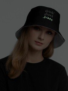 Ловец слов Панама Drunk со светящимся принтом, черная