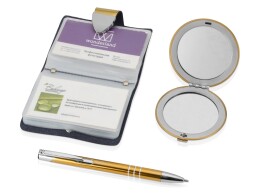 - Набор «Чувства»: шариковая ручка, зеркало, визитница, золотистый (Р)