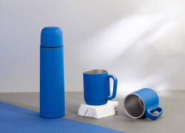 SOFTOUCH Набор "Гейзер" (термос, 2 кружки), покрытие soft touch синий