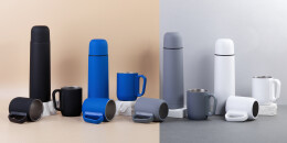 SOFTOUCH Набор "Гейзер" (термос, 2 кружки), покрытие soft touch синий